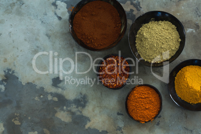 Various spices powder in bowl