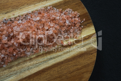 Himalayan salt in wooden board