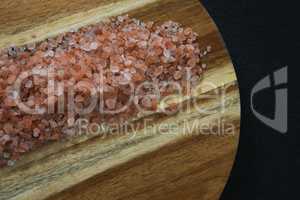 Himalayan salt in wooden board