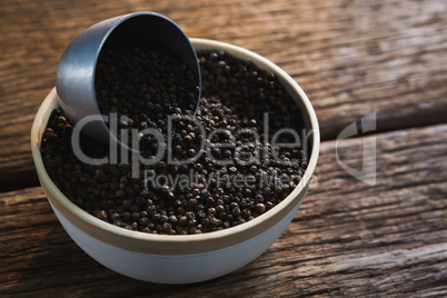 Black pepper in bowl