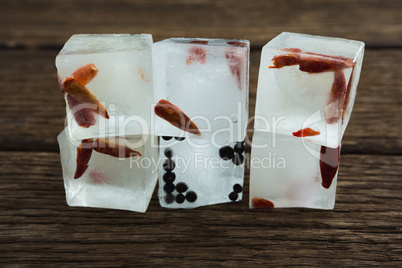 Flavored ice cubes with herbs