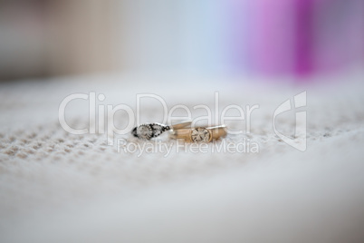 Wedding rings on table