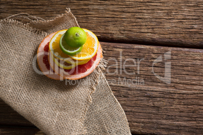 Stack of various citrus slices