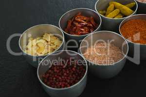 Various type spices in bowl