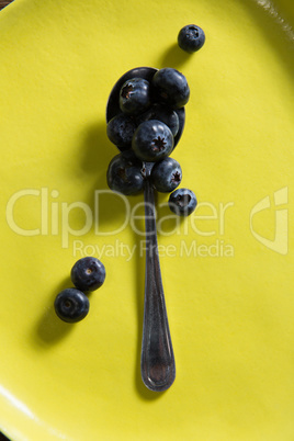 Blueberries in yellow plate