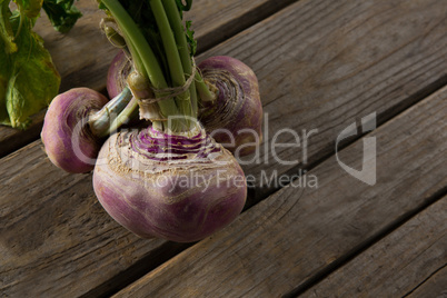 Turnip on wooden table