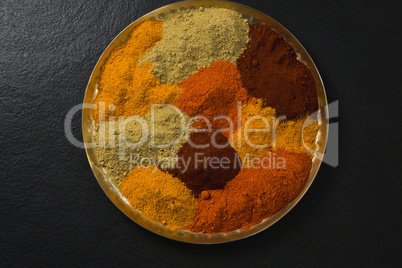 Spices powder in plate