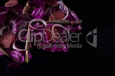 Fresh vegetables on black background