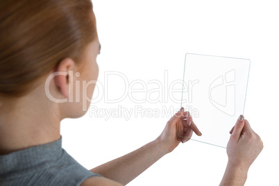 Close up of businesswoman with glass interface