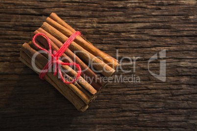 Cinnamon sticks tied with string