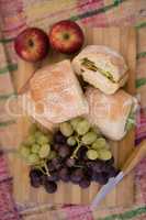 Fresh fruits and foods on blanket