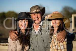 Portrait of happy friends enjoying during safari vacation