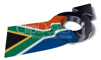 marssymbol und flagge von südafrika