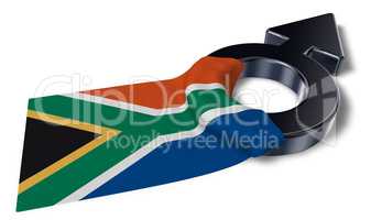 marssymbol und flagge von südafrika