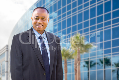 Handsome African American Businessman In Front of Corporate Buil