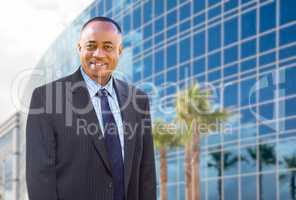 Handsome African American Businessman In Front of Corporate Buil