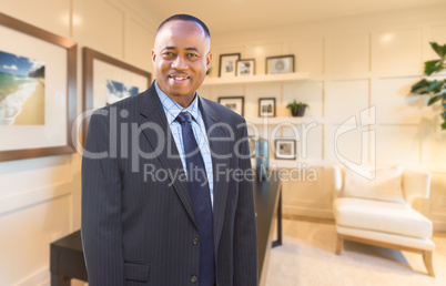 Handsome African American Businessman Inside His Home Office.