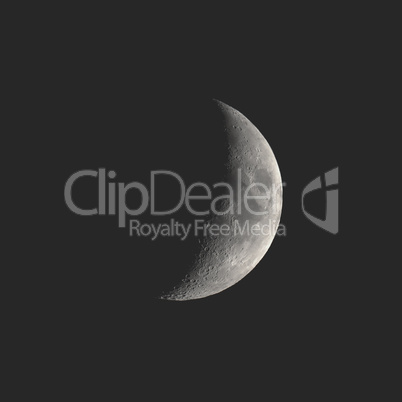 Waning crescent moon seen with telescope