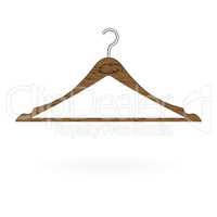 Wood clothes hanger isolated on white background. Vector illustration