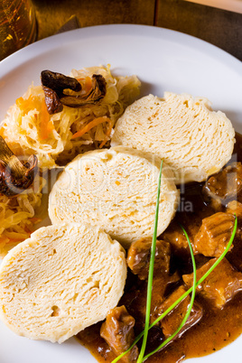 Original Czech dumpling with goulash