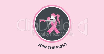 Join the fight text and breast cancer awareness concept