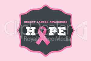 Hope text with pink ribbon and breast cancer awareness concept