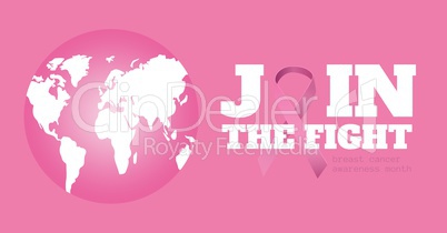 World map and breast cancer awareness concept