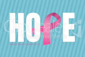 Hope text with pink ribbon and breast cancer awareness concept