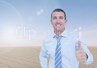 Businessman in desert