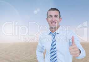 Businessman in desert