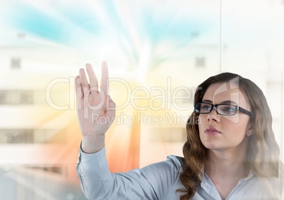 Woman touching and interacting with transition effect