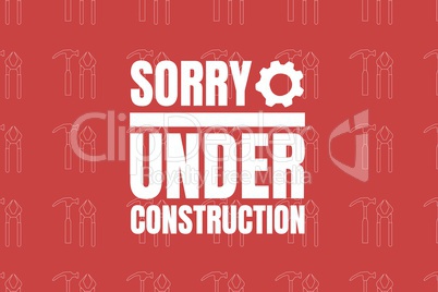 Under construction text against red background
