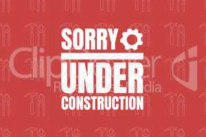 Under construction text against red background