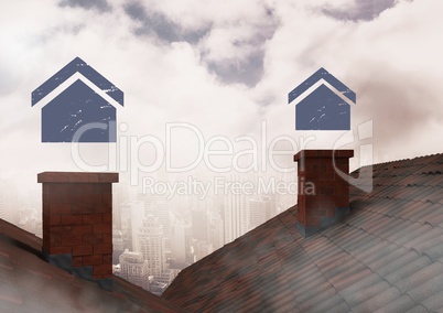 House icons over roof chimneys