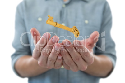 Business man holding keys