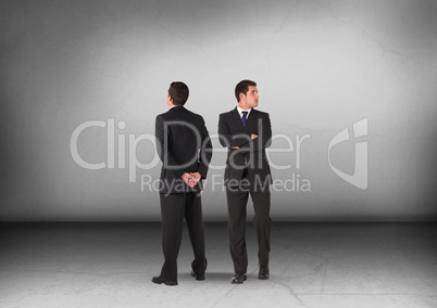 Businessman looking in opposite directions