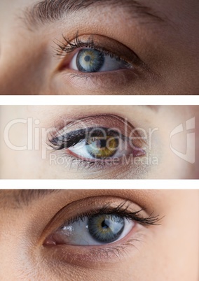 Various eyes in series of three