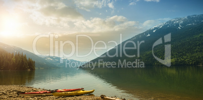 Scenic view of lake and mountains