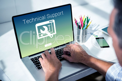Composite image of technical support text with tool