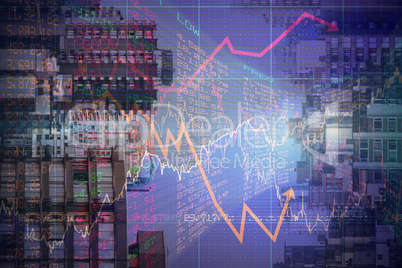 Composite image of stocks and shares