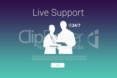 Composite image of live support text with human representations