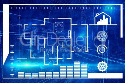 Composite image of illustration image of house blueprint