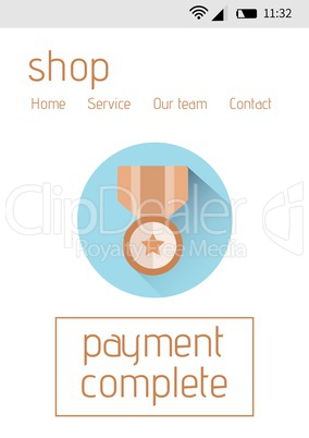 Online shopping with payment complete text interface