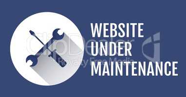 Website under maintenance text with tools graphics against blue background