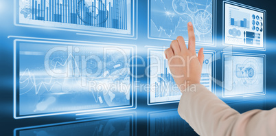 Composite image of businesswoman pointing