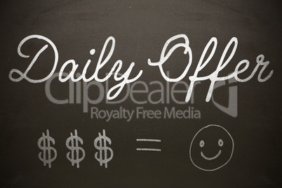 Composite image of graphic image of daily offer text with dollar signs