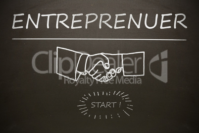 Composite image of graphic image of entrepreneur text over cropped hands