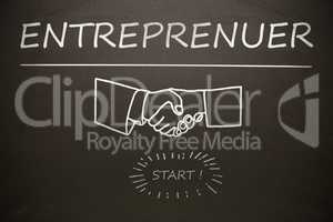 Composite image of graphic image of entrepreneur text over cropped hands