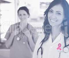 Composite image of breast cancer awareness ribbon