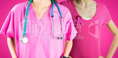 Composite image of mid section of nurse with stethoscope